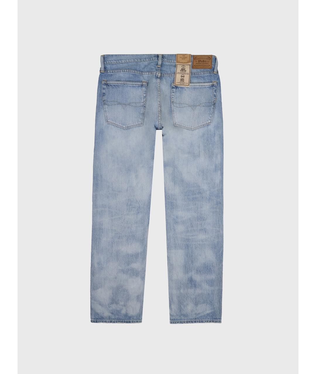POLO RALPH LAUREN Голубые хлопко-эластановые прямые джинсы, фото 3