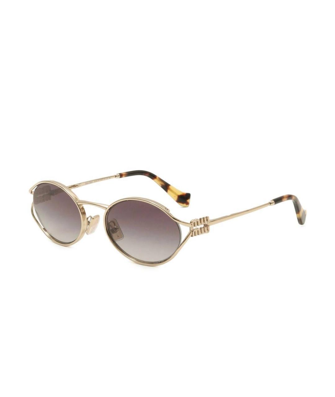 MIU MIU Золотые пластиковые солнцезащитные очки, фото 6