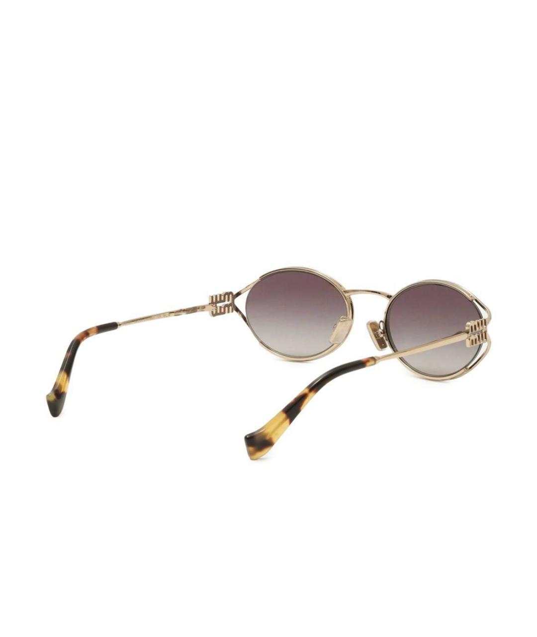 MIU MIU Золотые пластиковые солнцезащитные очки, фото 2