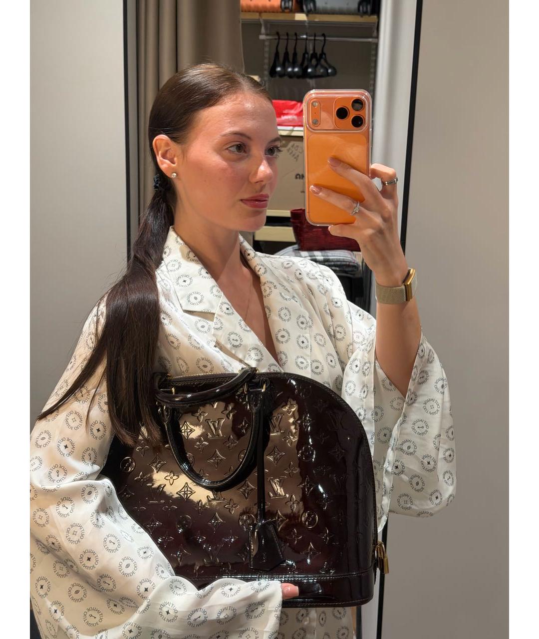 LOUIS VUITTON Бордовая сумка с короткими ручками из лакированной кожи, фото 7