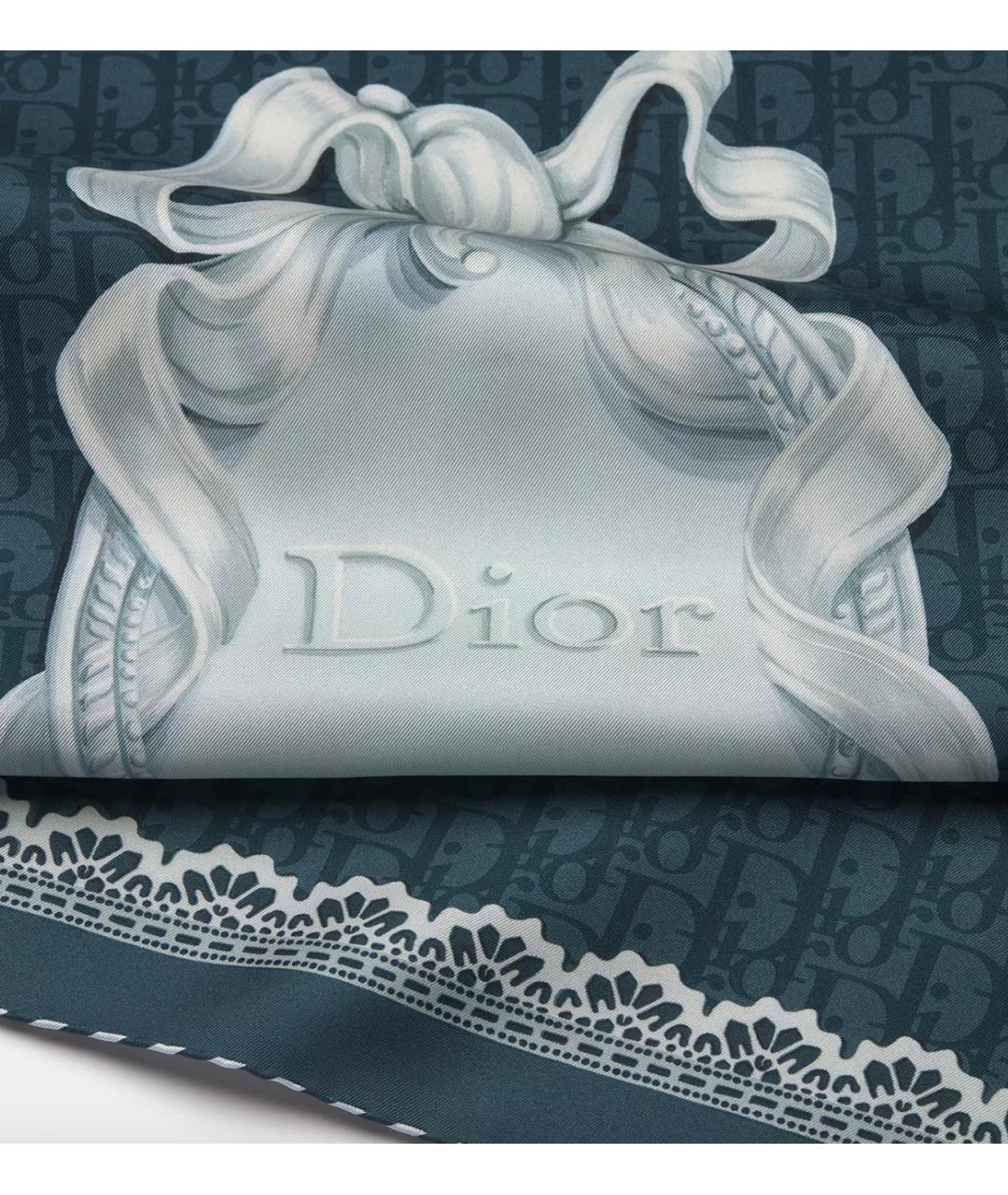 CHRISTIAN DIOR Синий шелковый платок, фото 2