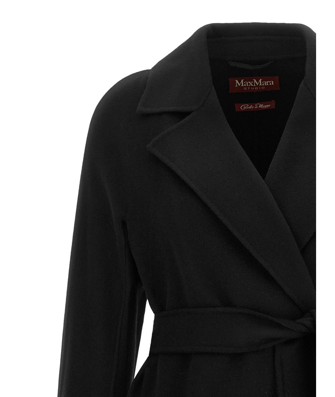 MAX MARA STUDIO Черное шерстяное пальто, фото 3