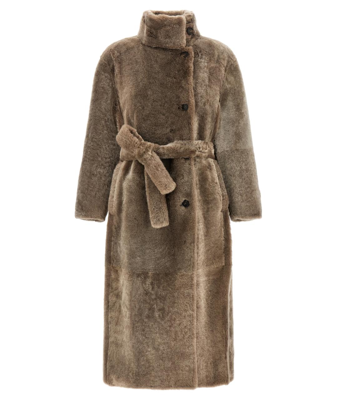 BRUNELLO CUCINELLI Коричневая кожаная дубленка, фото 1