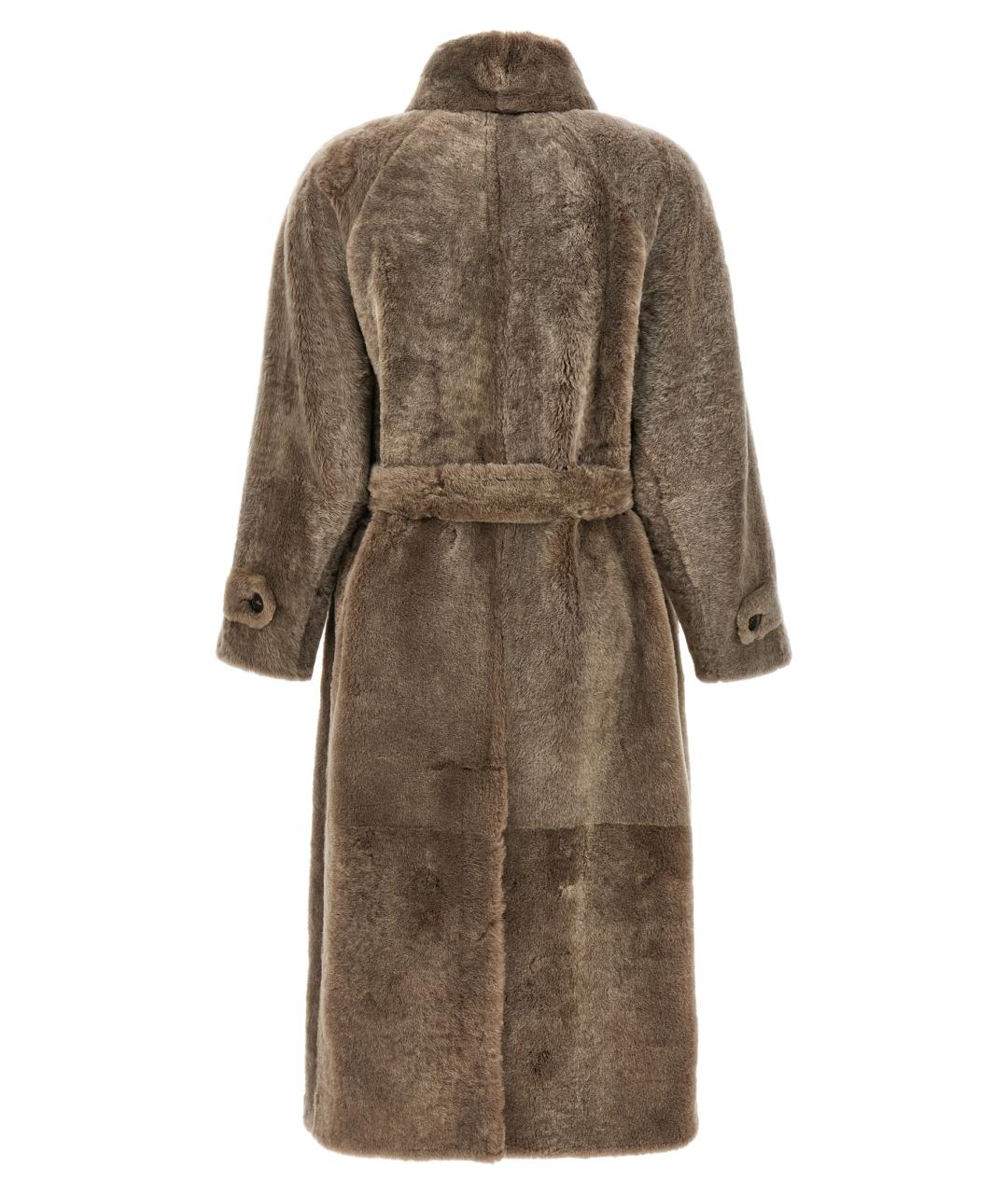 BRUNELLO CUCINELLI Коричневая кожаная дубленка, фото 2