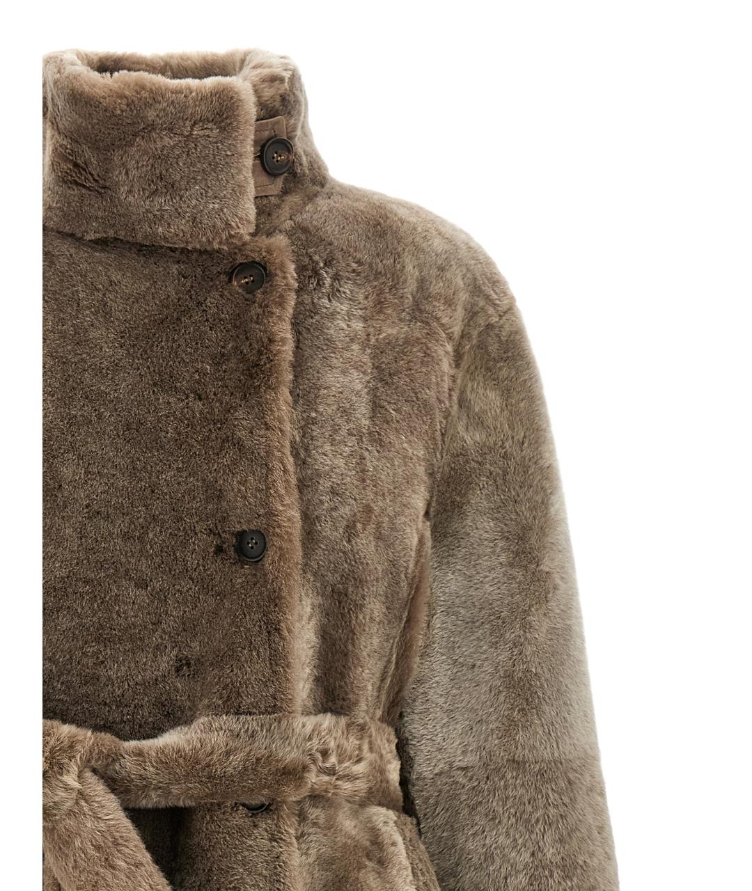 BRUNELLO CUCINELLI Коричневая кожаная дубленка, фото 3