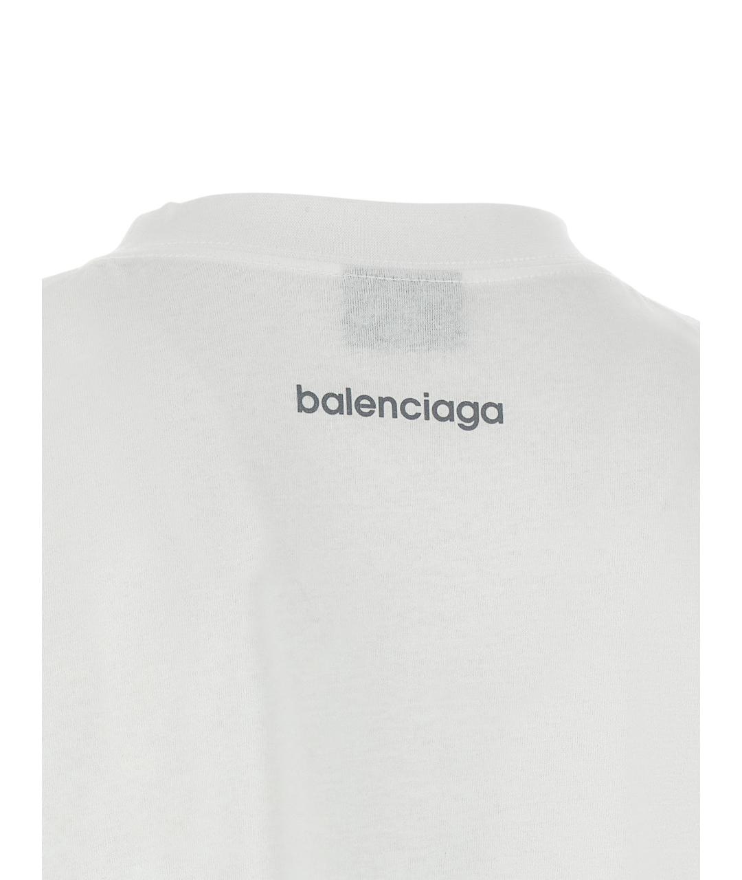 BALENCIAGA Белая хлопковая футболка, фото 4