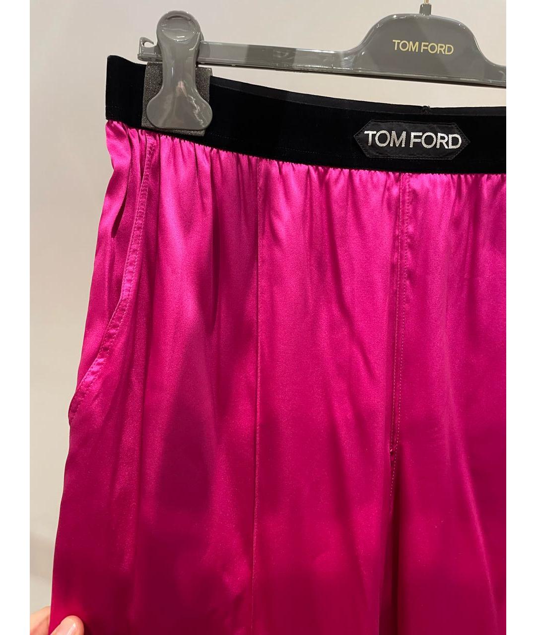 TOM FORD Фуксия шелковые прямые брюки, фото 3