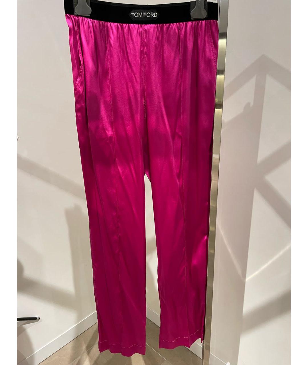 TOM FORD Фуксия шелковые прямые брюки, фото 5
