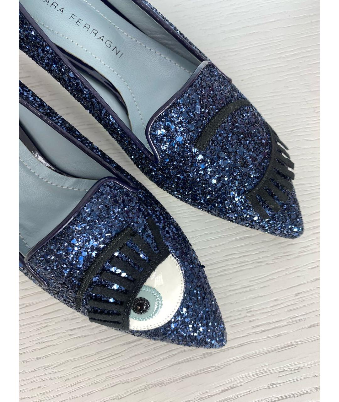CHIARA FERRAGNI Темно-синие кожаные туфли, фото 8