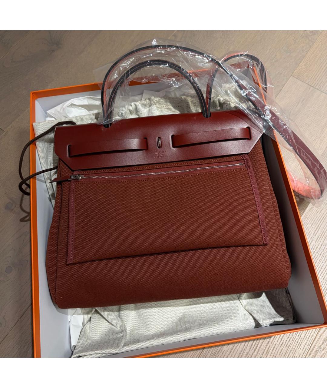 HERMES Бежевая сумка через плечо из канвы, фото 2
