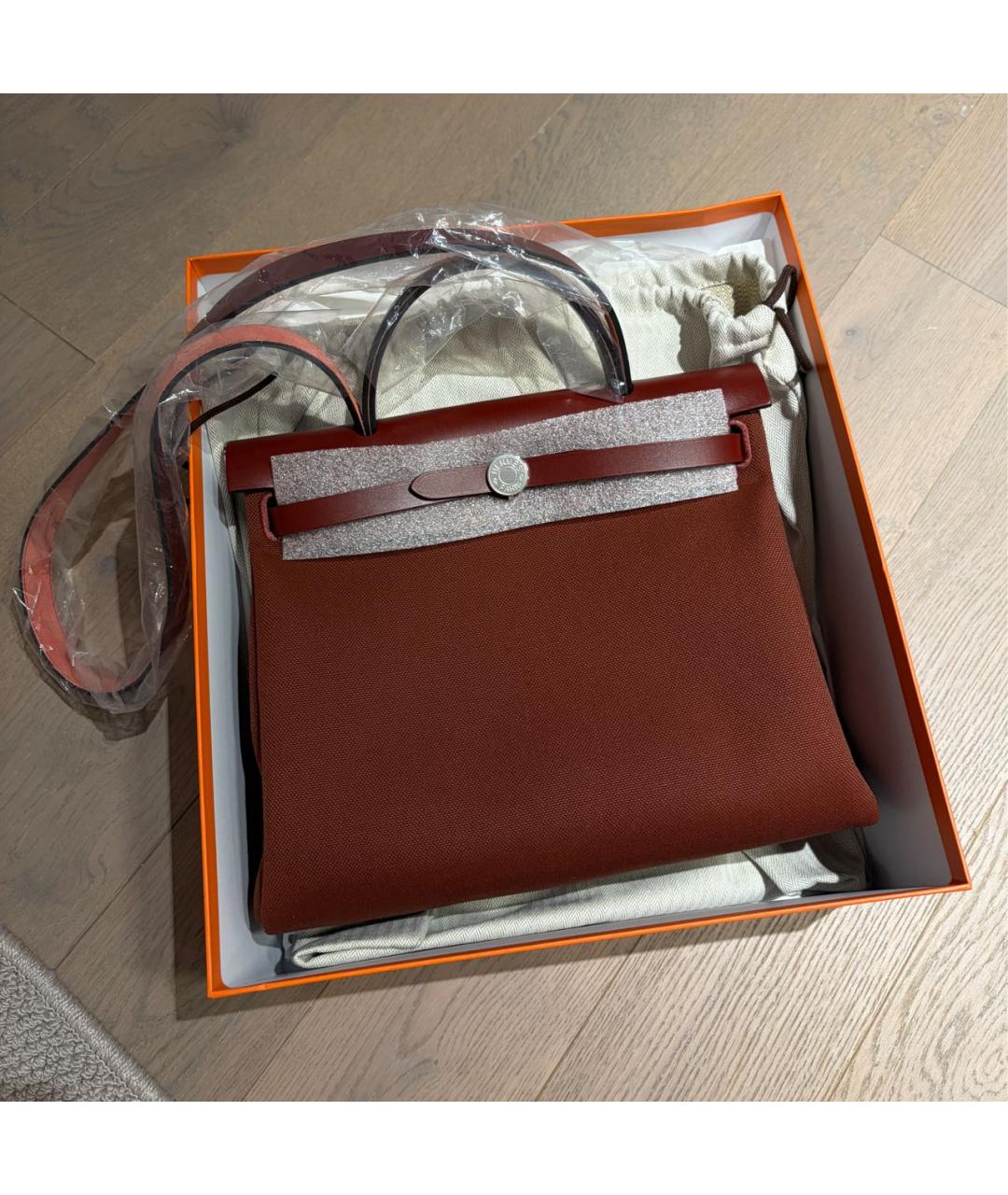 HERMES Бежевая сумка через плечо из канвы, фото 4