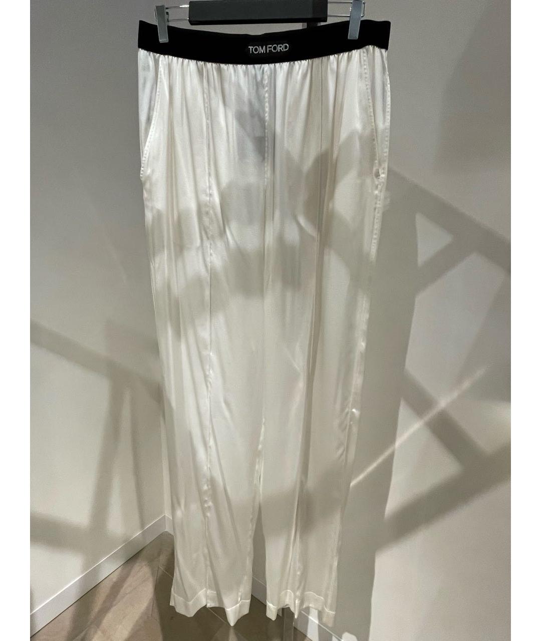 TOM FORD Белые шелковые прямые брюки, фото 4