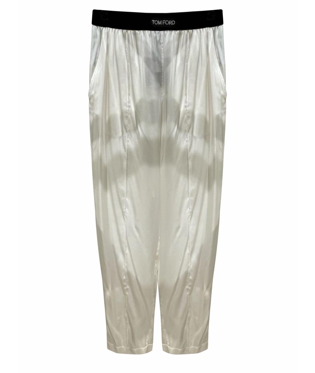 TOM FORD Белые шелковые прямые брюки, фото 1