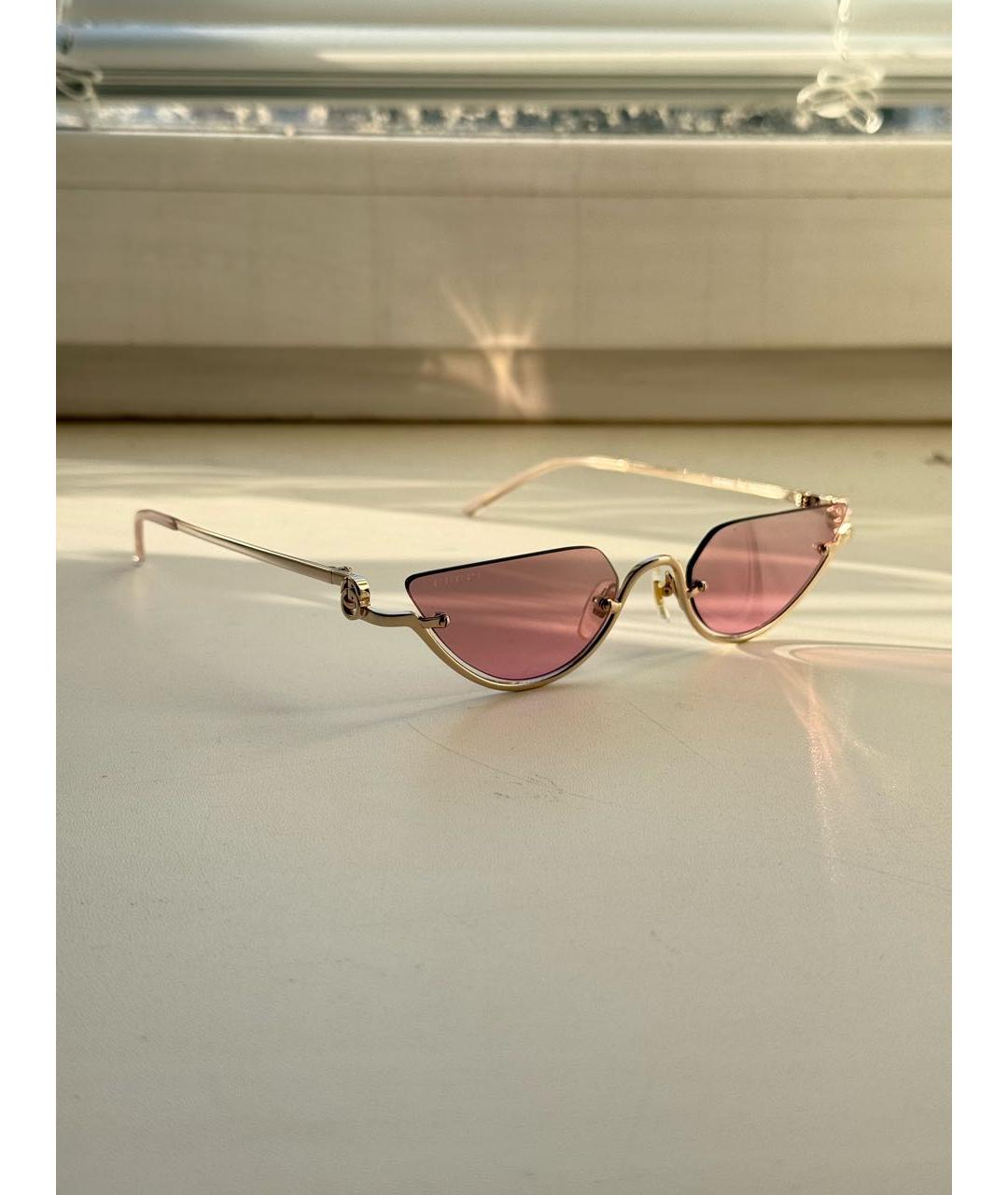 GUCCI Розовые металлические солнцезащитные очки, фото 2