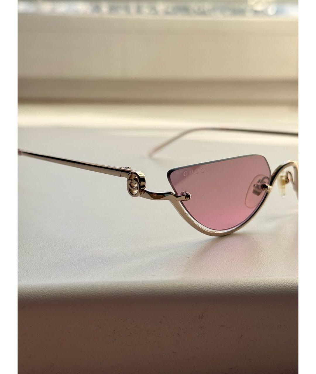 GUCCI Розовые металлические солнцезащитные очки, фото 3