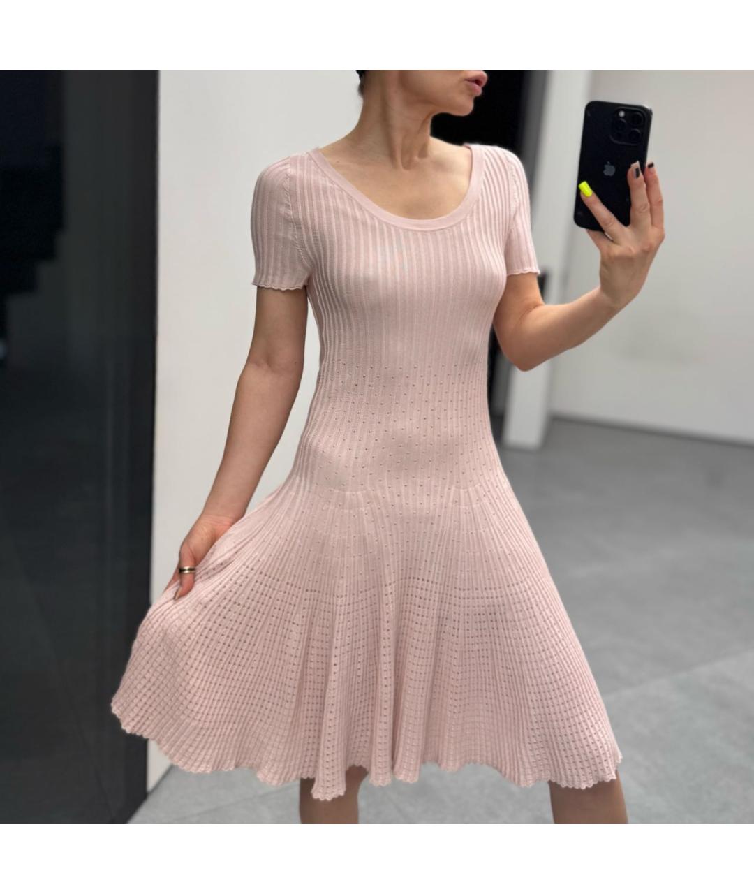 BLUMARINE Бежевое шелковое коктейльное платье, фото 5