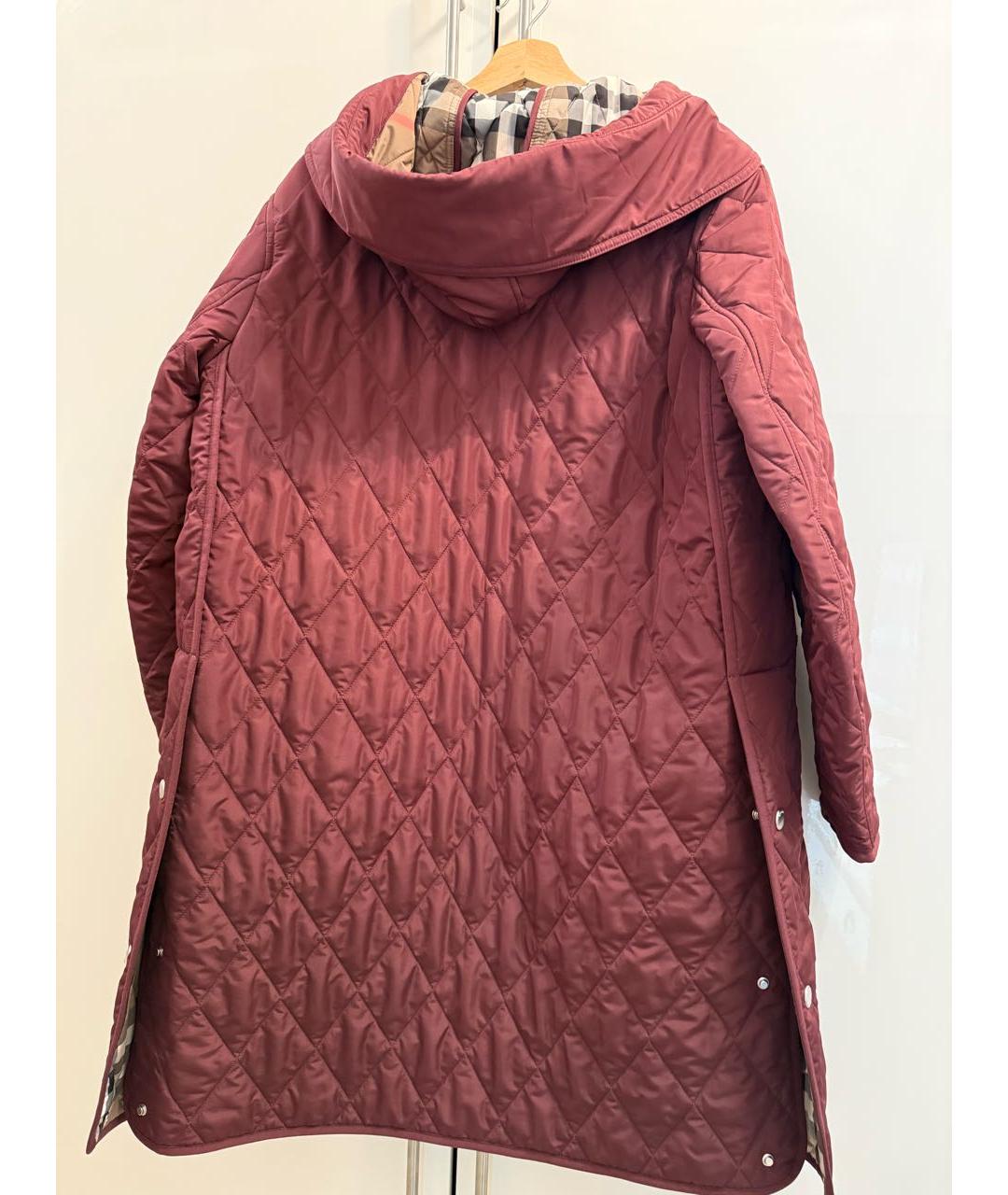 BURBERRY Бордовое полиэстеровое пальто, фото 2