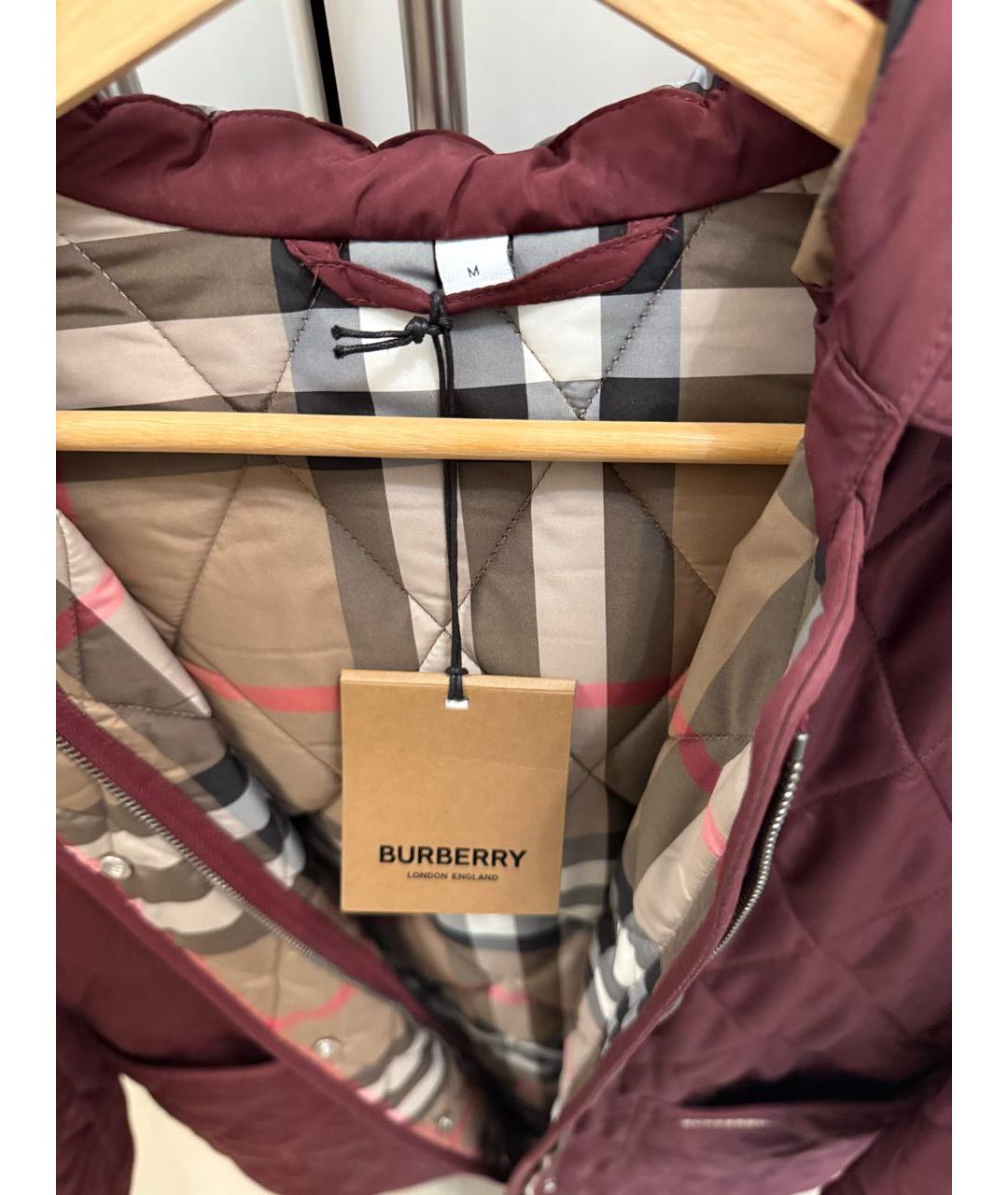 BURBERRY Бордовое полиэстеровое пальто, фото 3