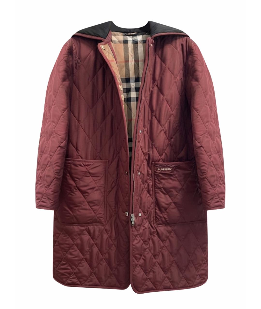 BURBERRY Бордовое полиэстеровое пальто, фото 1
