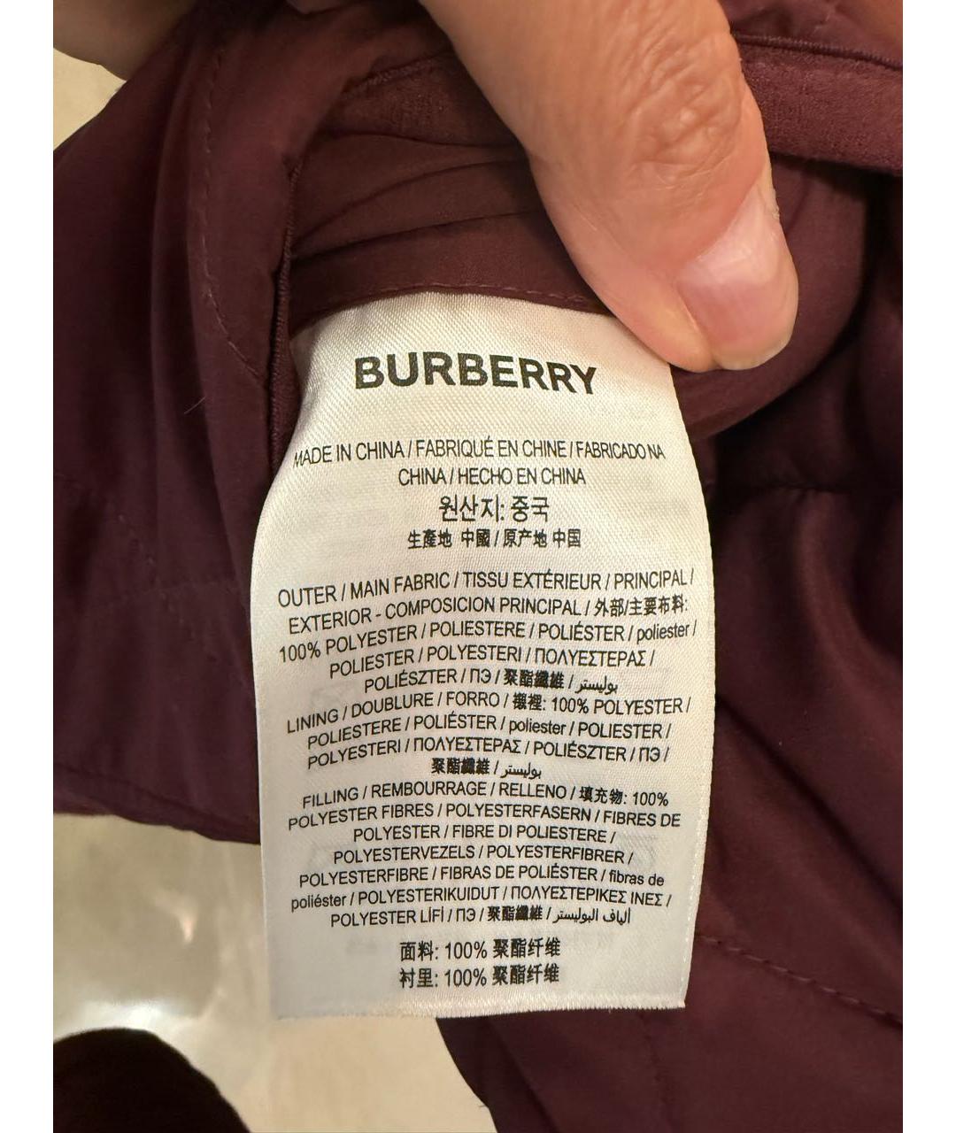 BURBERRY Бордовое полиэстеровое пальто, фото 5