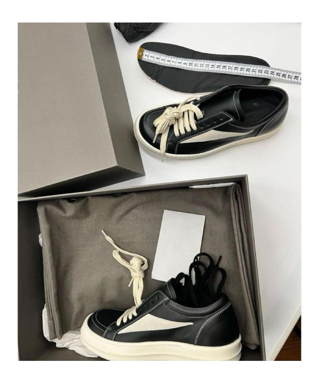 RICK OWENS Черные кожаные кроссовки, фото 6