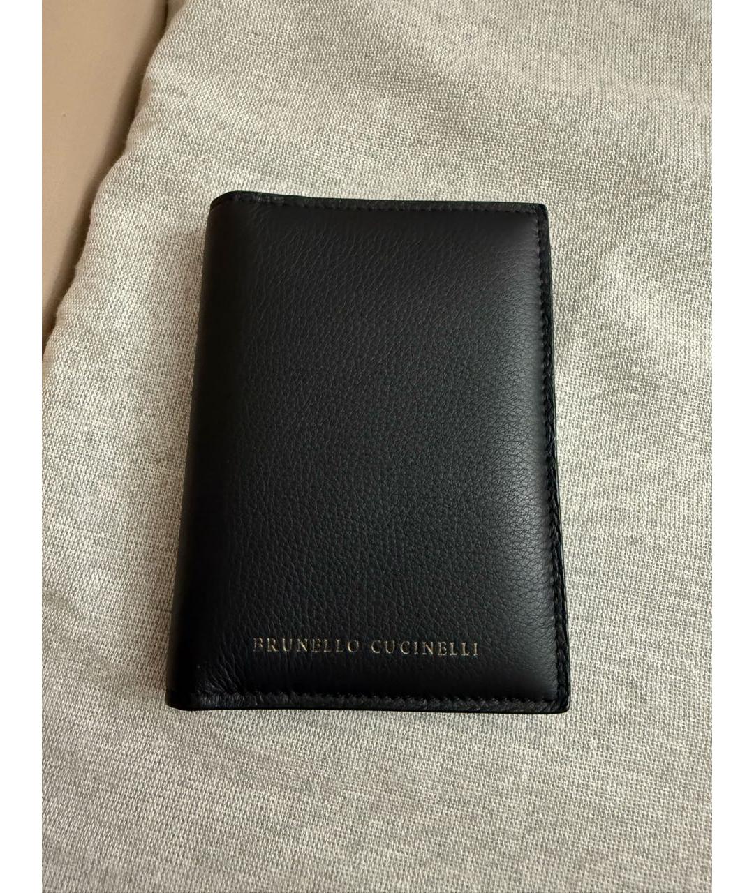 BRUNELLO CUCINELLI Черный кожаный кошелек, фото 7