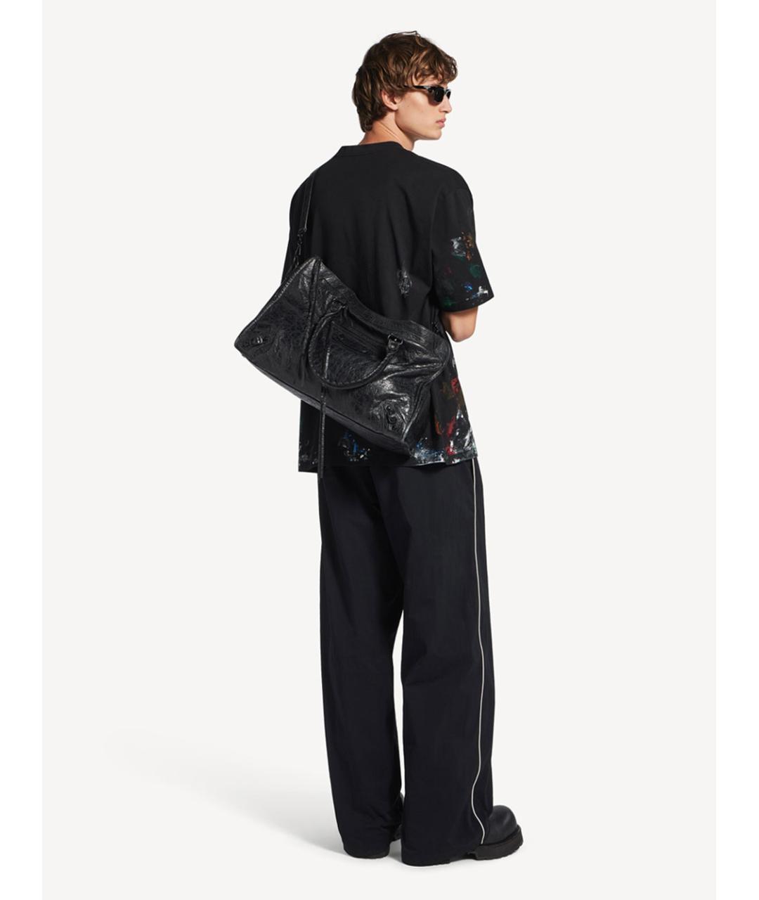 BALENCIAGA Черная кожаная сумка тоут, фото 2