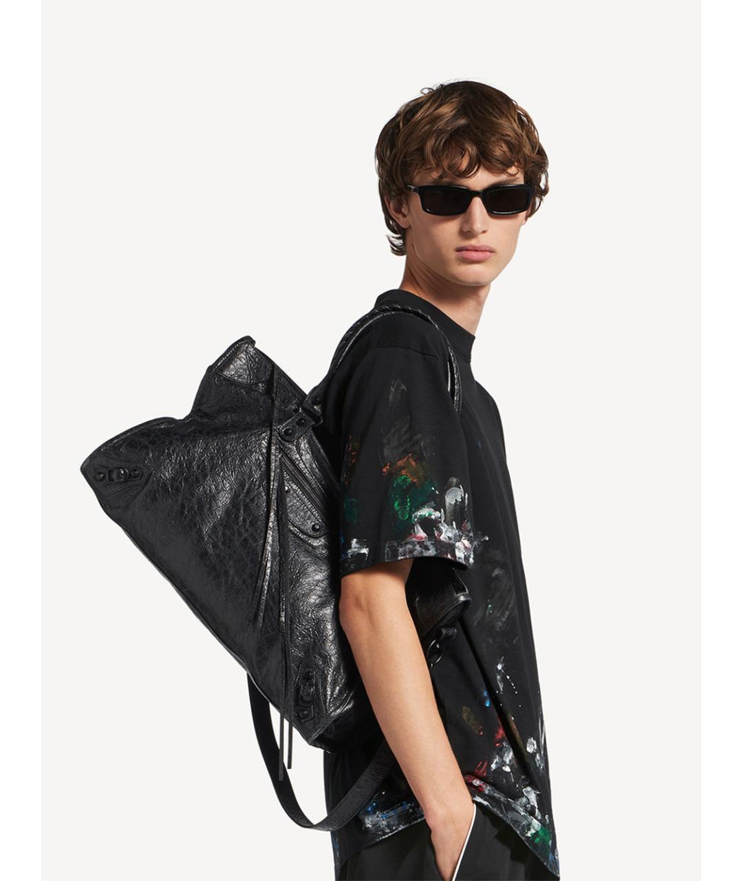 BALENCIAGA Черная кожаная сумка тоут, фото 3