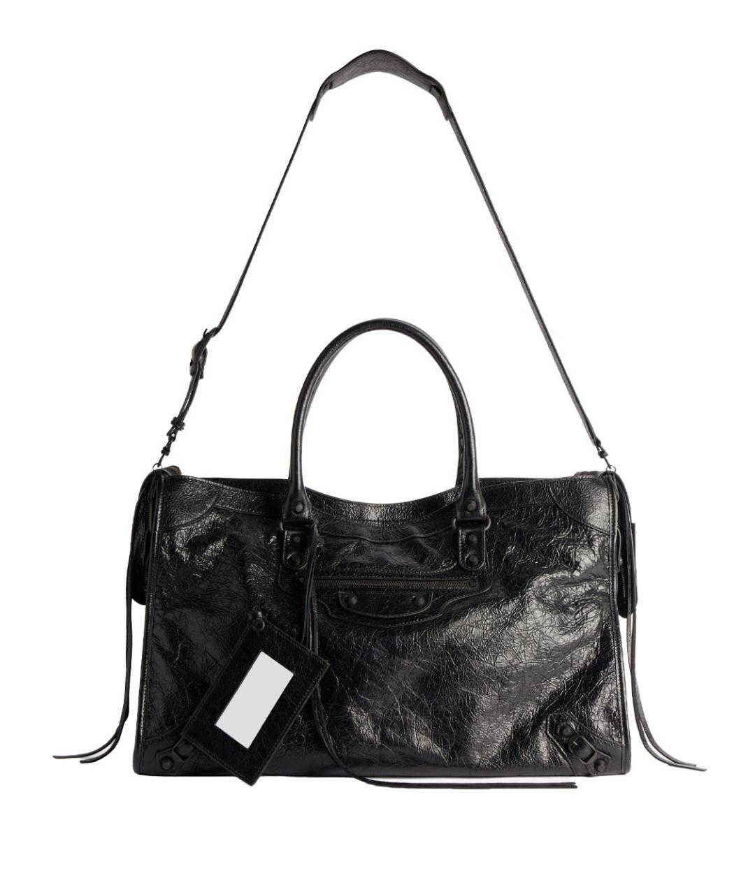 BALENCIAGA Черная кожаная сумка тоут, фото 7