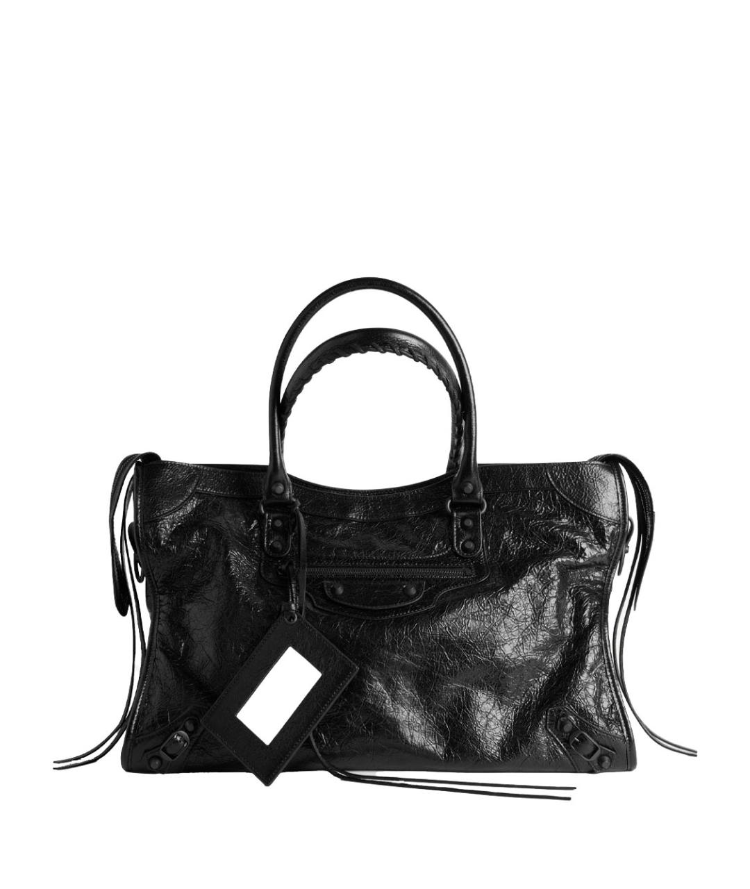 BALENCIAGA Черная кожаная сумка тоут, фото 1