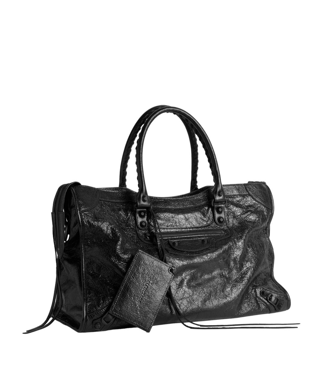 BALENCIAGA Черная кожаная сумка тоут, фото 5