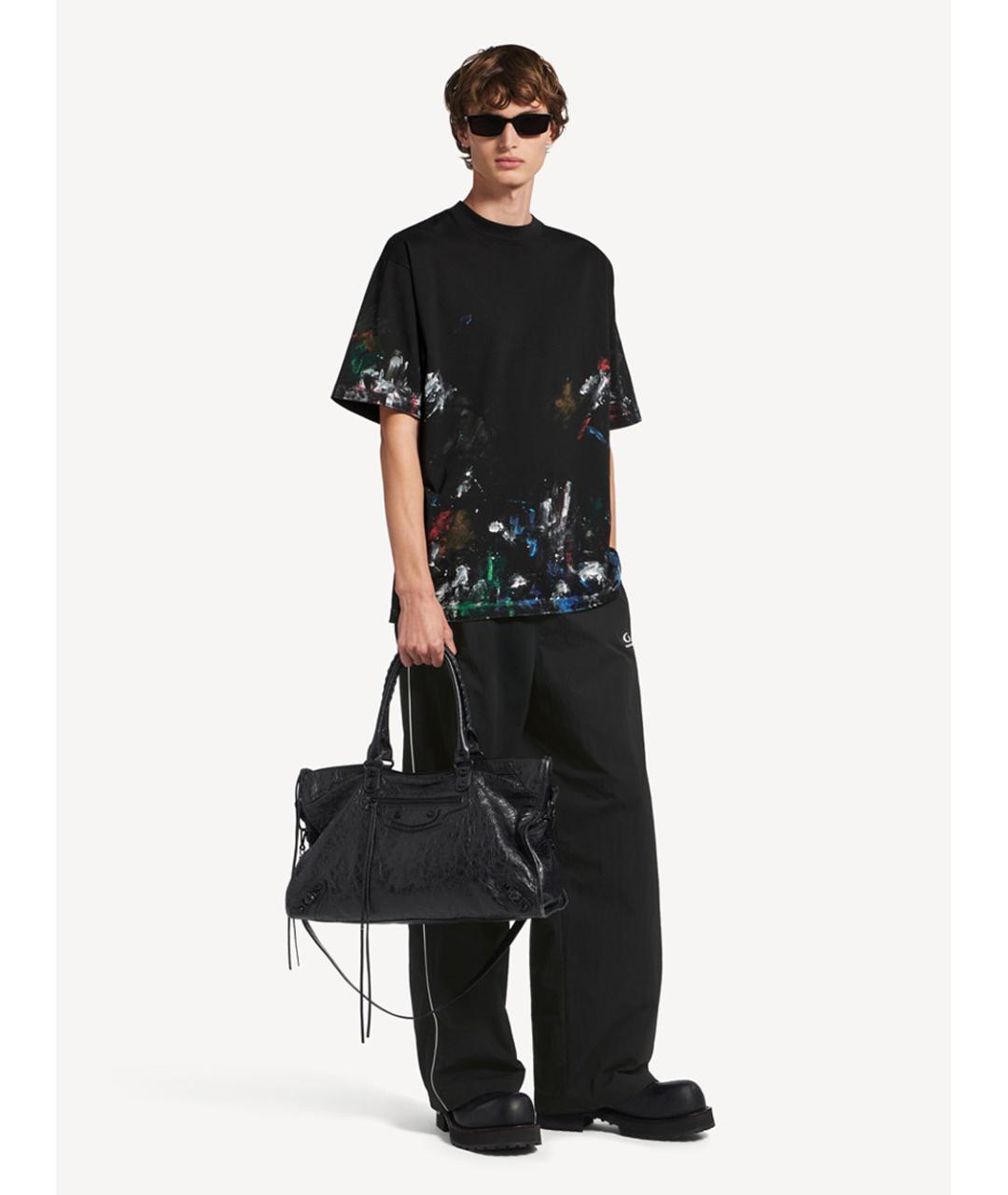 BALENCIAGA Черная кожаная сумка тоут, фото 4
