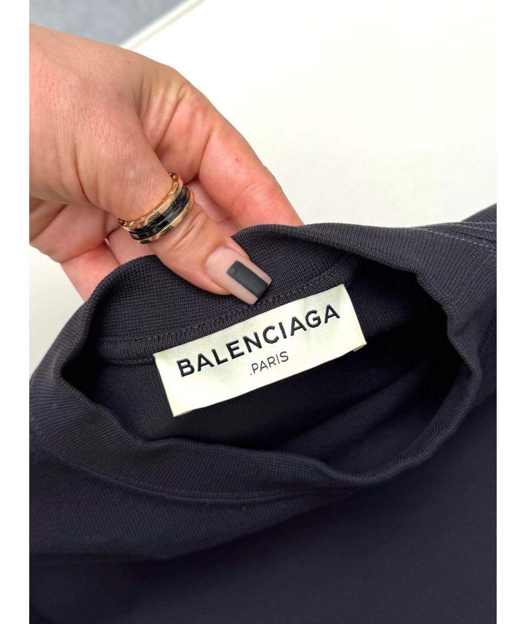 BALENCIAGA Антрацитовая хлопковая футболка, фото 3