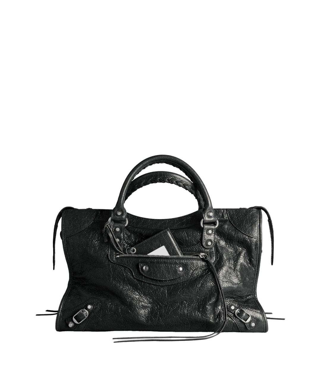BALENCIAGA Черная кожаная сумка тоут, фото 1