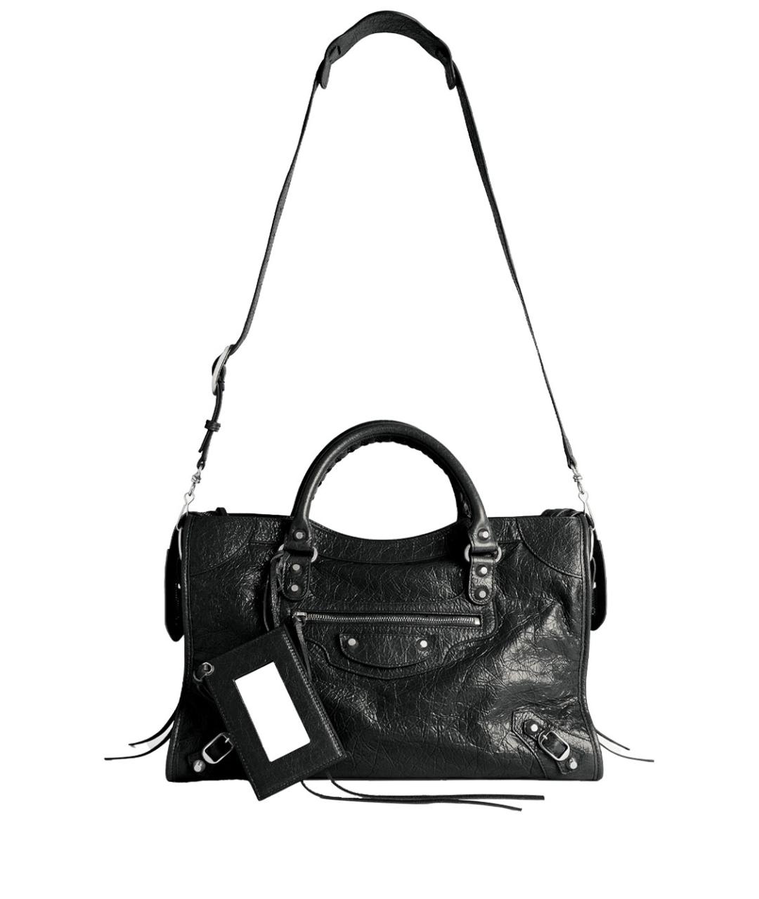 BALENCIAGA Черная кожаная сумка тоут, фото 4