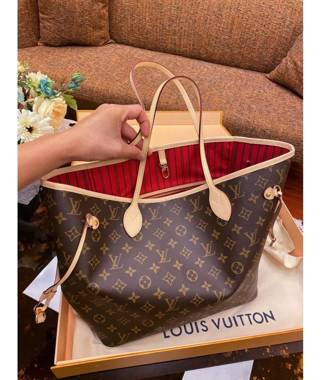 LOUIS VUITTON Коричневая сумка тоут из канвы, фото 4