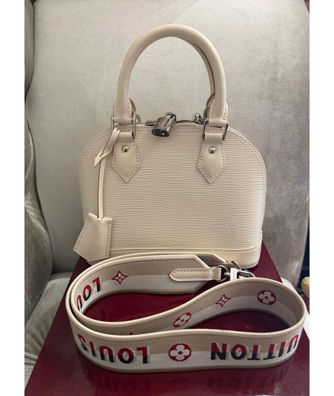 LOUIS VUITTON Белая кожаная сумка с короткими ручками, фото 8