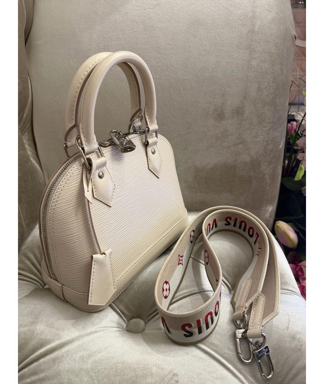 LOUIS VUITTON Белая кожаная сумка с короткими ручками, фото 2