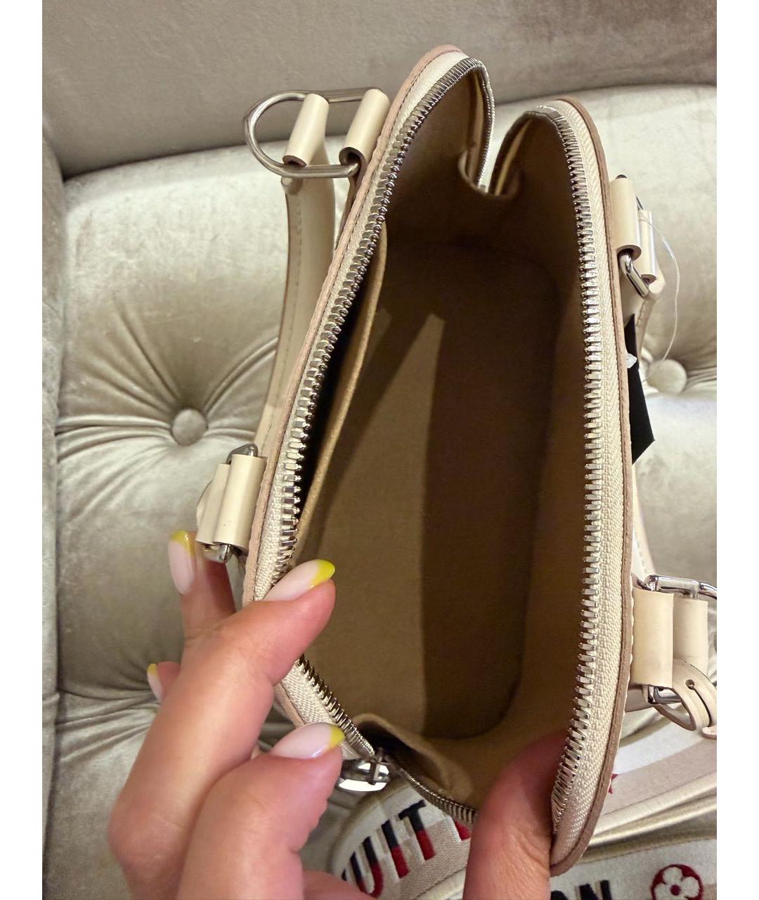 LOUIS VUITTON Белая кожаная сумка с короткими ручками, фото 4