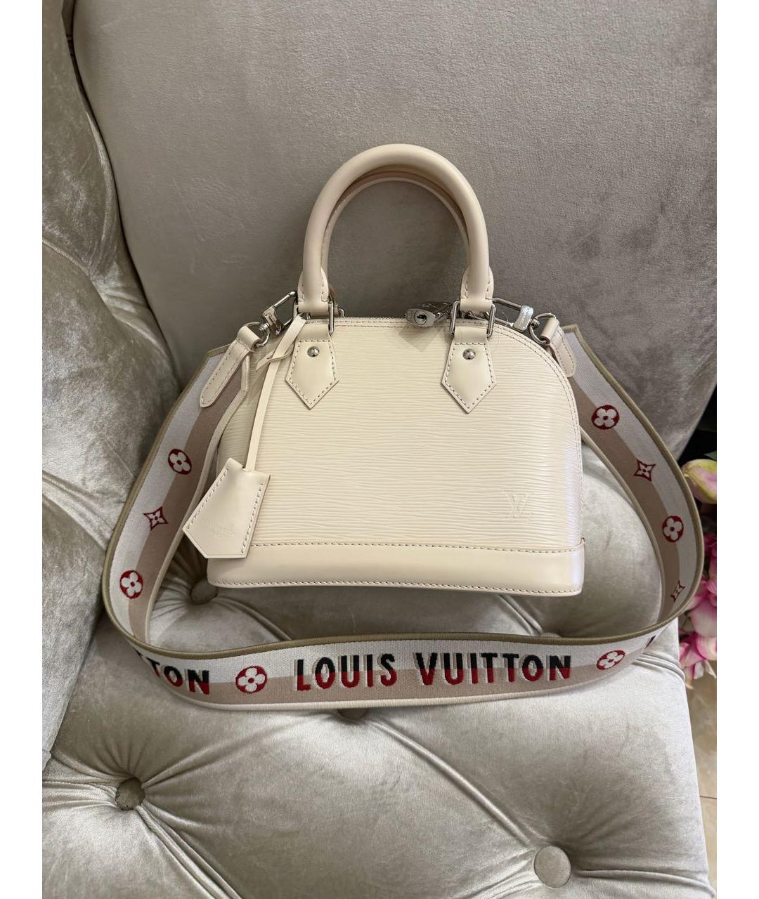 LOUIS VUITTON Белая кожаная сумка с короткими ручками, фото 7