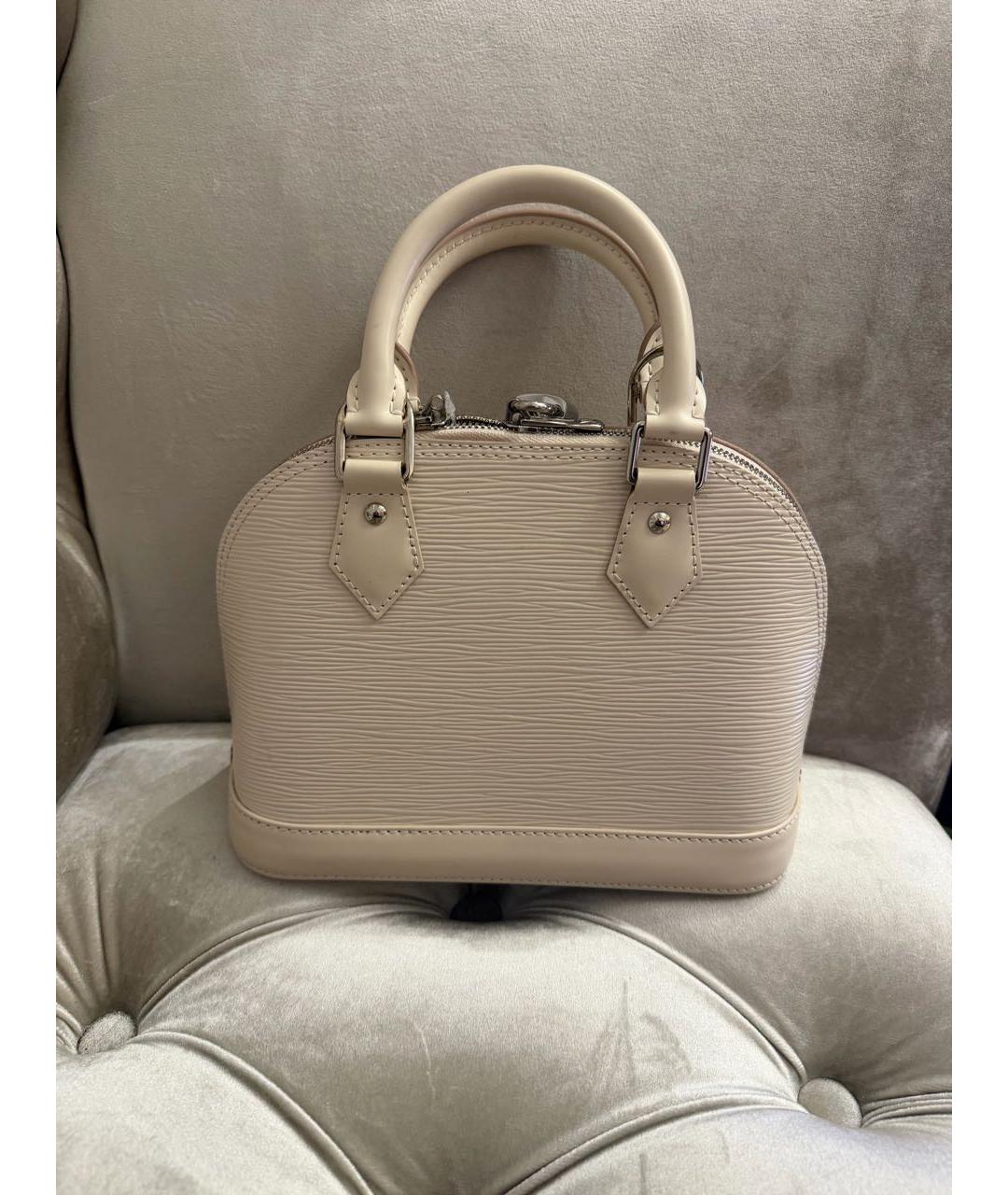 LOUIS VUITTON Белая кожаная сумка с короткими ручками, фото 3