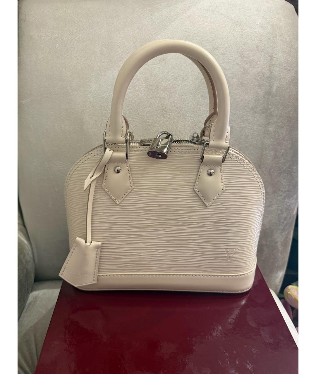 LOUIS VUITTON Белая кожаная сумка с короткими ручками, фото 9