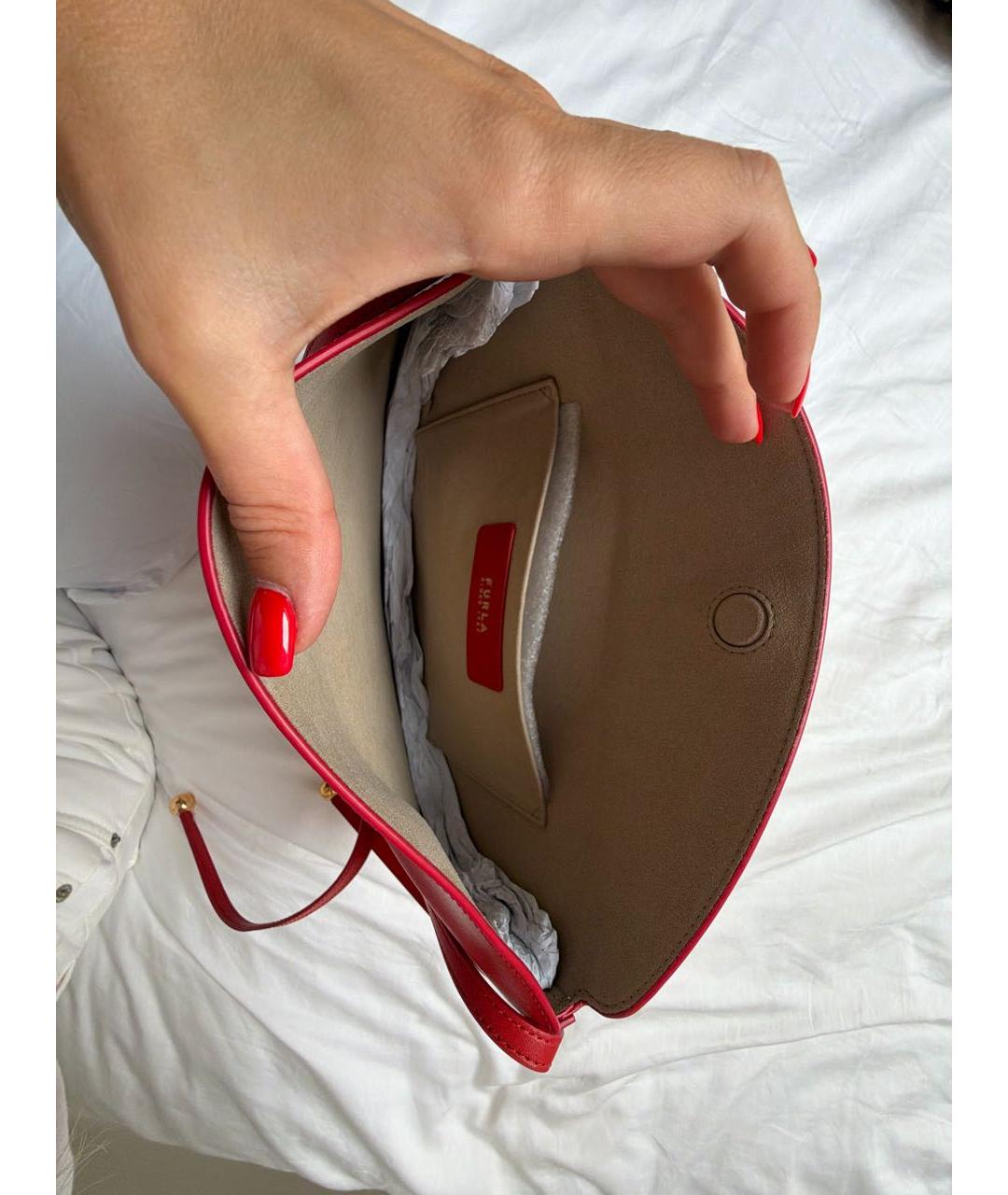 FURLA Красная кожаная сумка через плечо, фото 4
