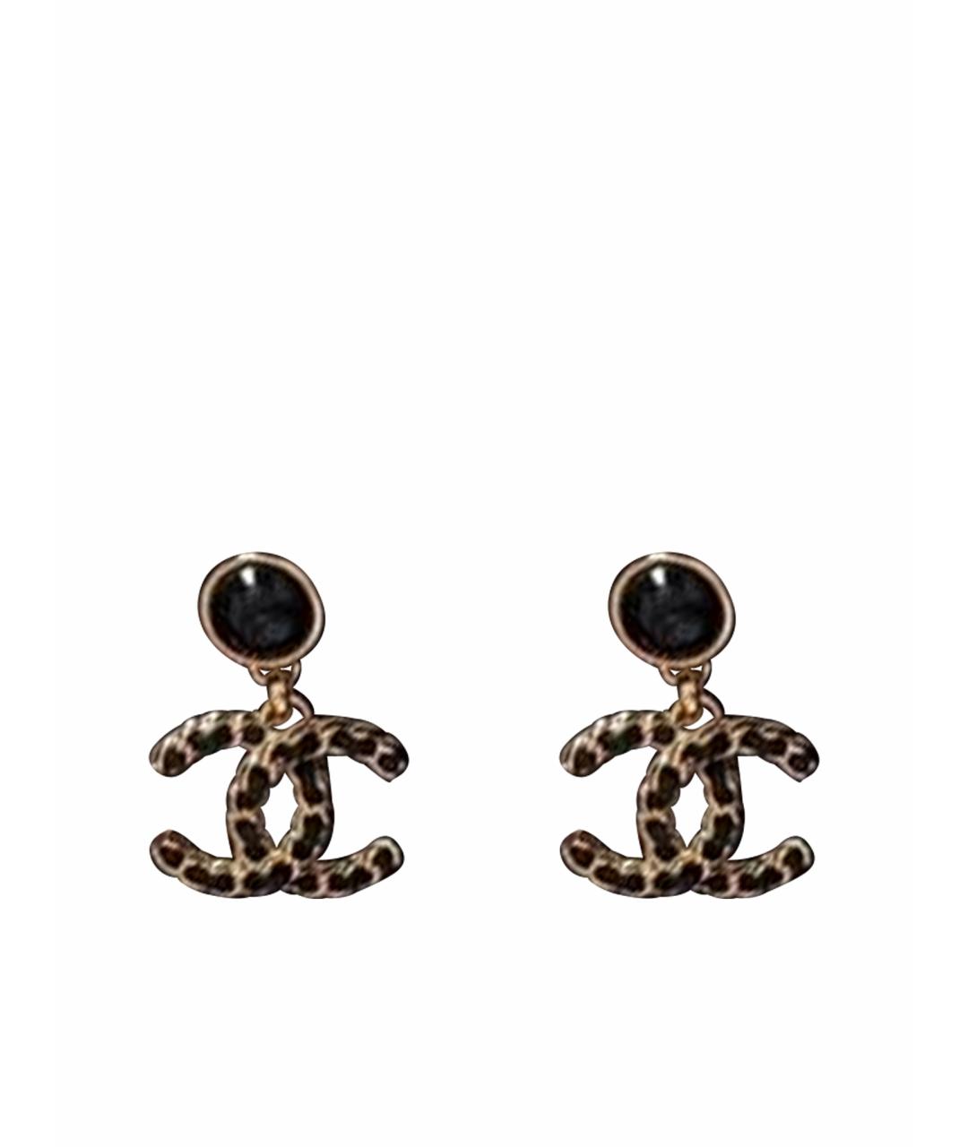CHANEL Черные металлические серьги, фото 1