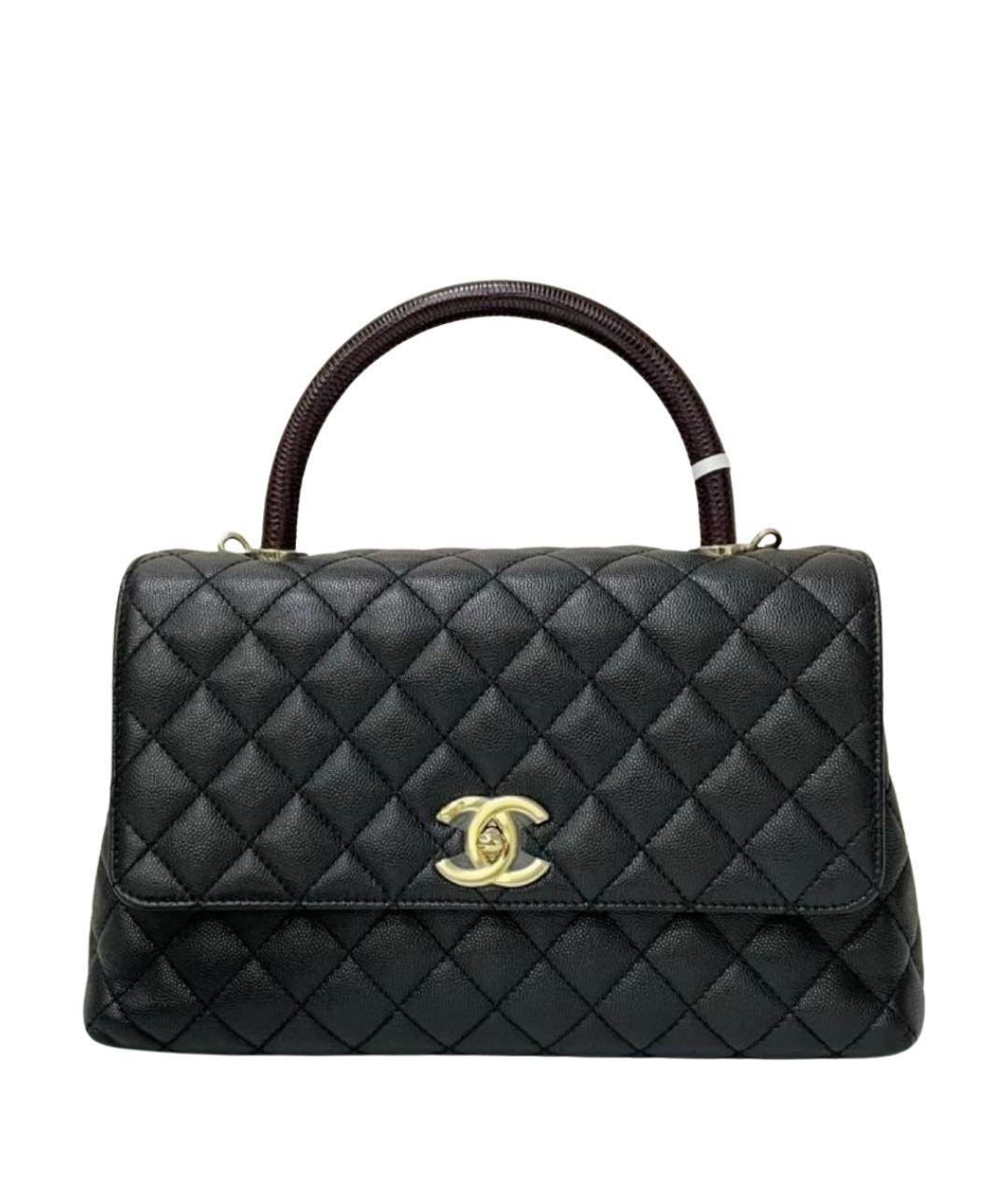 CHANEL Черная кожаная сумка с короткими ручками, фото 1