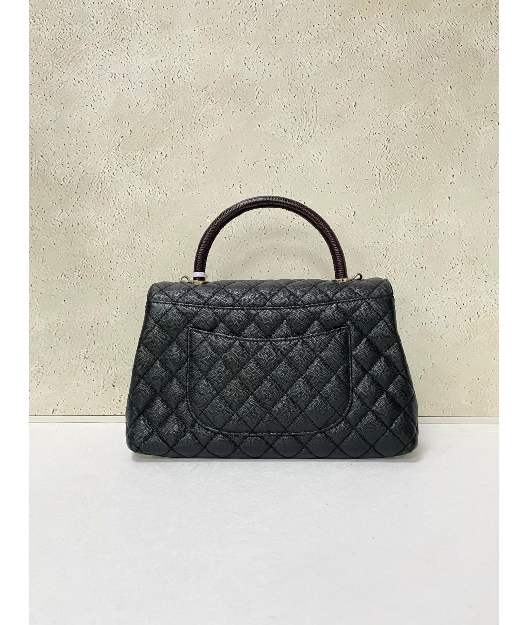 CHANEL Черная кожаная сумка с короткими ручками, фото 2