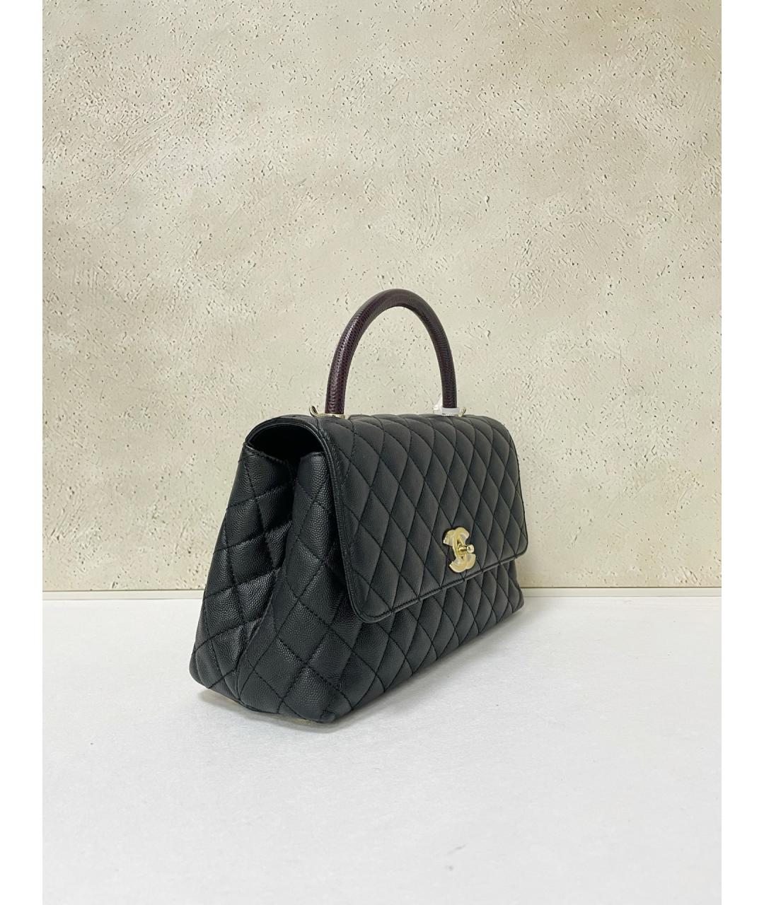 CHANEL Черная кожаная сумка с короткими ручками, фото 3