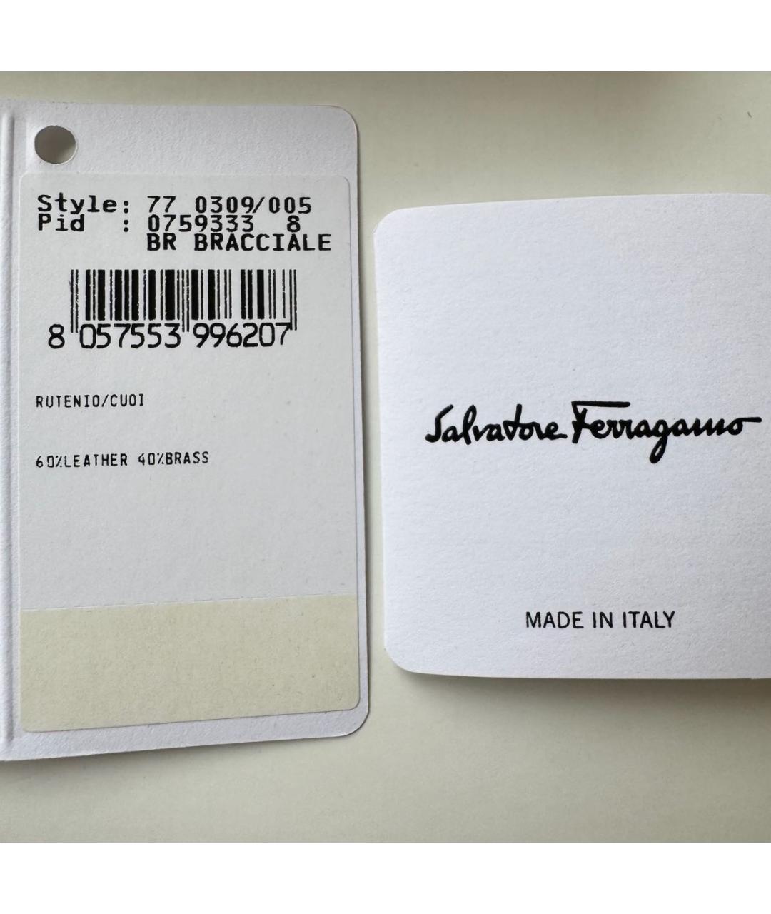FERRAGAMO Коричневый кожаный браслет, фото 6