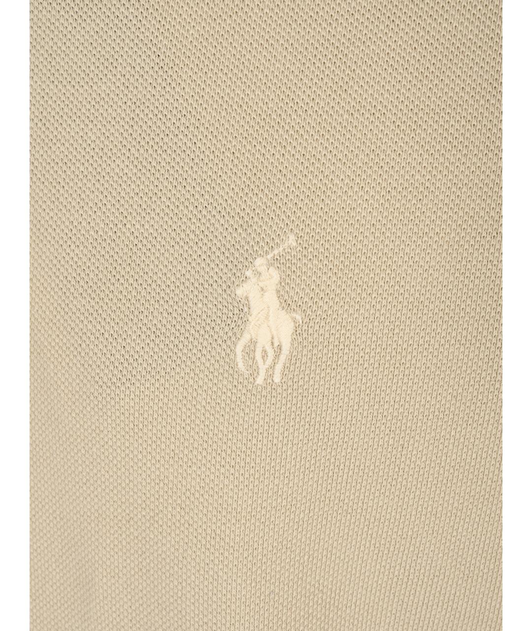 POLO RALPH LAUREN Бежевое хлопковое поло с коротким рукавом, фото 4