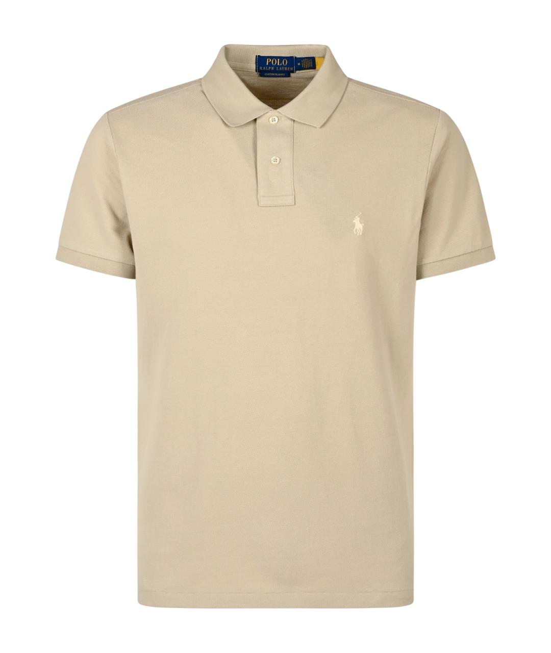 POLO RALPH LAUREN Бежевое хлопковое поло с коротким рукавом, фото 1